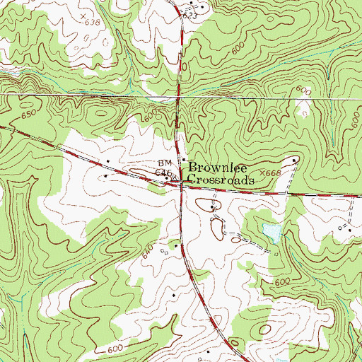 Topographic Map of Brownlee Crossroads, SC