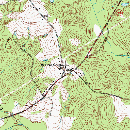 Topographic Map of Browns Creek Baptist Church, SC