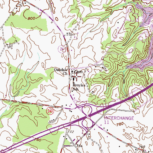 Topographic Map of Broyles School, SC