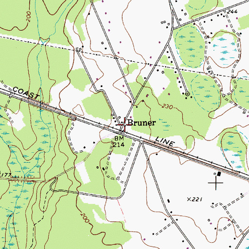 Topographic Map of Bruner, SC