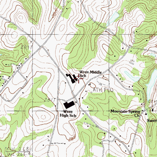 Topographic Map of Wren Middle School, SC