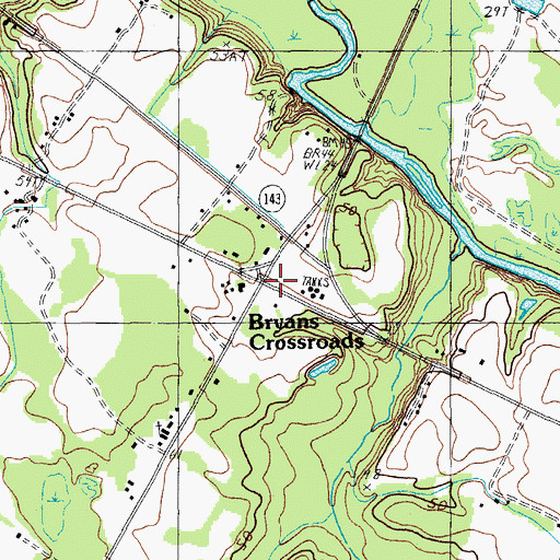 Topographic Map of Bryans Crossroads, SC