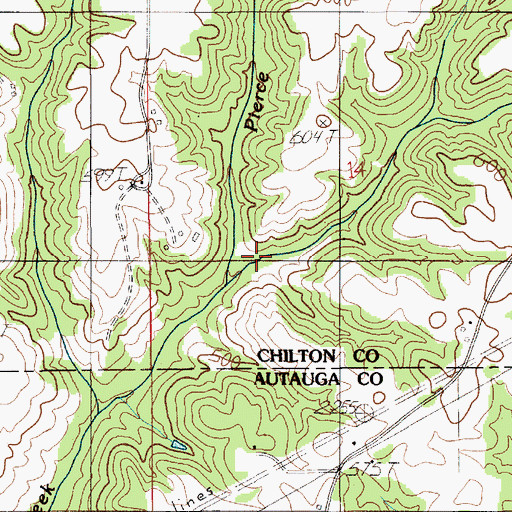 Topographic Map of Pierce Branch, AL