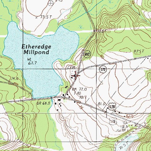 Topographic Map of Bull Swamp Baptist Church, SC