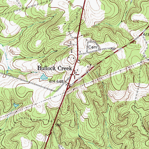 Topographic Map of Bullock Creek, SC