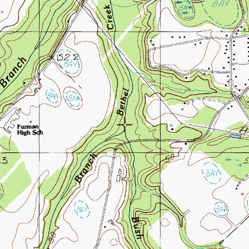 Topographic Map of Bush Branch, SC