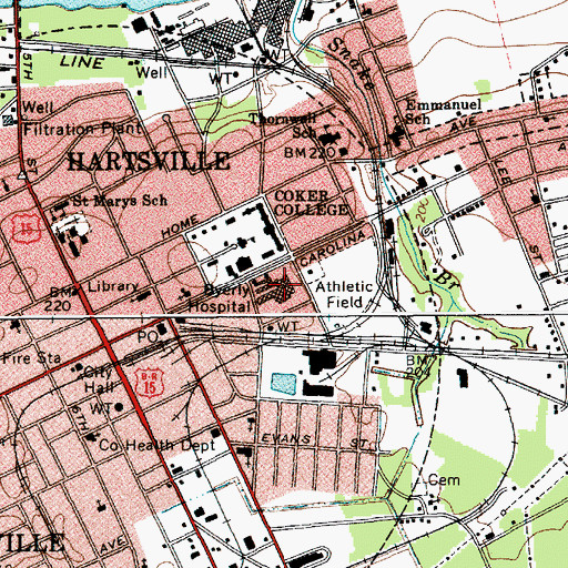 Topographic Map of Byerly Hospital, SC