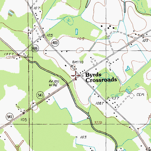 Topographic Map of Byrds Crossroads, SC