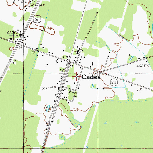 Topographic Map of Cades, SC