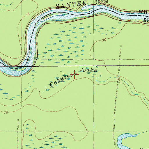 Topographic Map of Cahusac Lake, SC