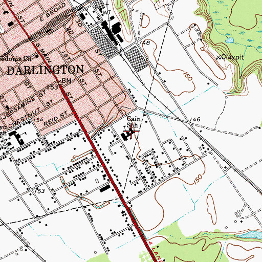 Topographic Map of Cain School, SC