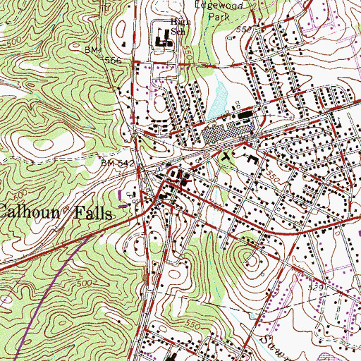 Topographic Map of Calhoun Falls, SC