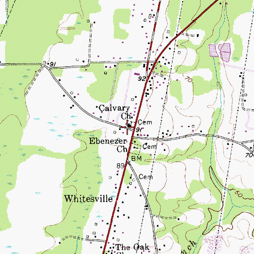 Topographic Map of Calvary Baptist Church, SC