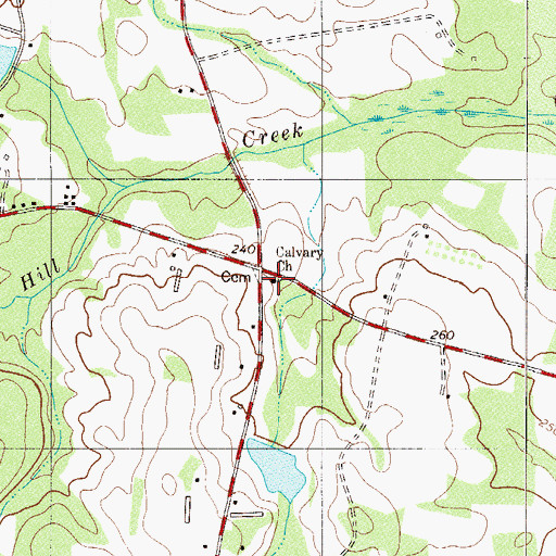 Topographic Map of Calvary Church, SC