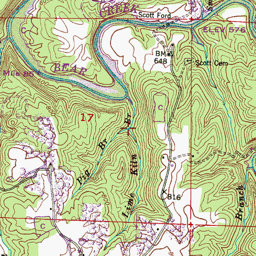 Topographic Map of Pig Branch, AL