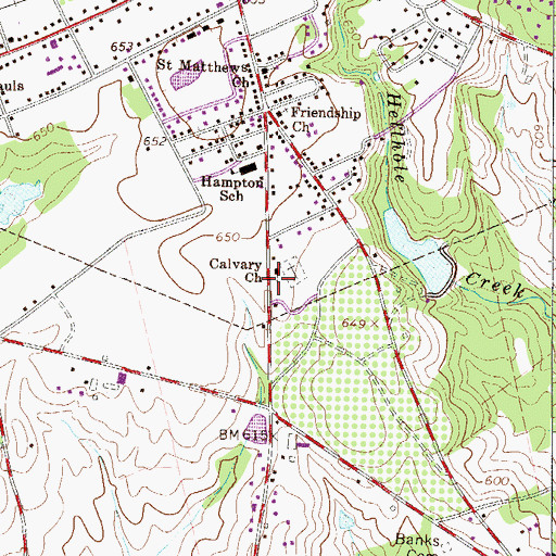 Topographic Map of Calvary Church, SC