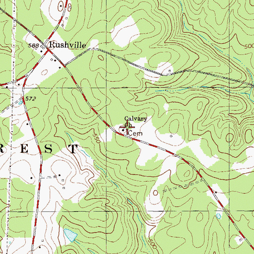 Topographic Map of Calvary Church, SC