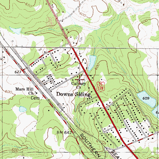 Topographic Map of Calvary Church, SC