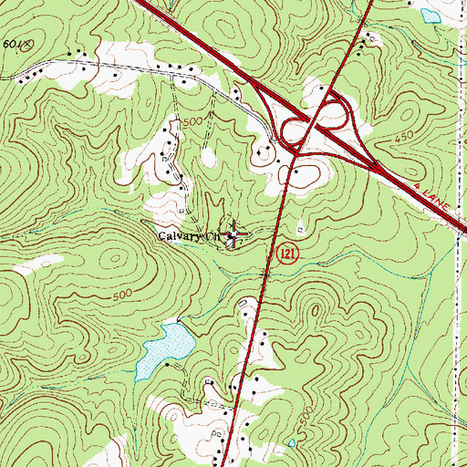 Topographic Map of Calvary Church, SC