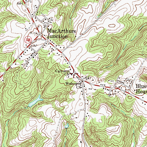 Topographic Map of Calvary Baptist Church, SC