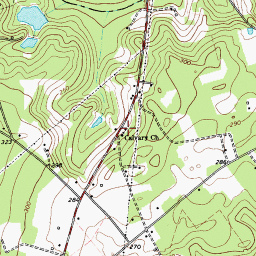 Topographic Map of Calvary Church, SC