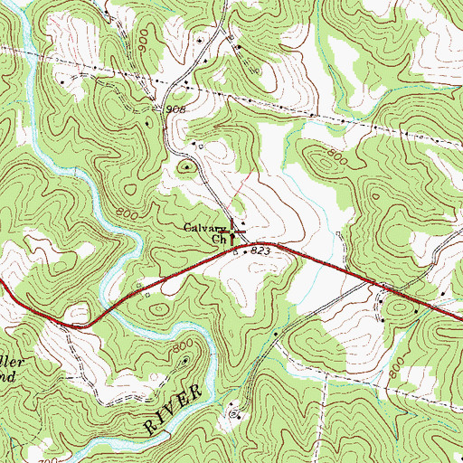 Topographic Map of Calvary Church, SC