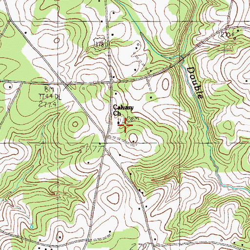 Topographic Map of Calvary Church, SC