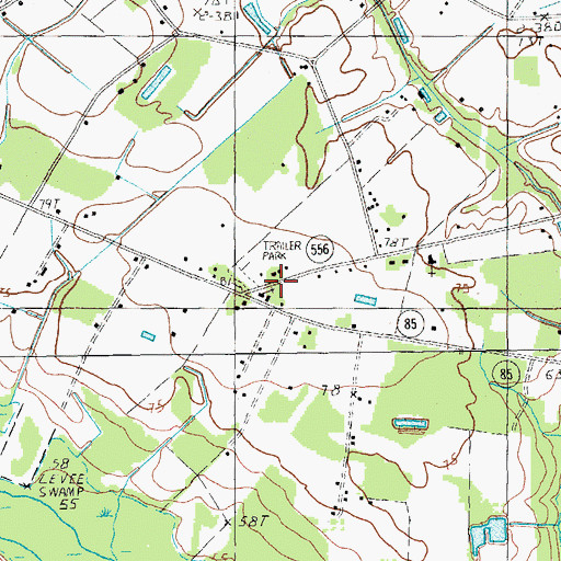 Topographic Map of Cameron Church, SC