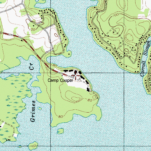 Topographic Map of Camp Cooper, SC