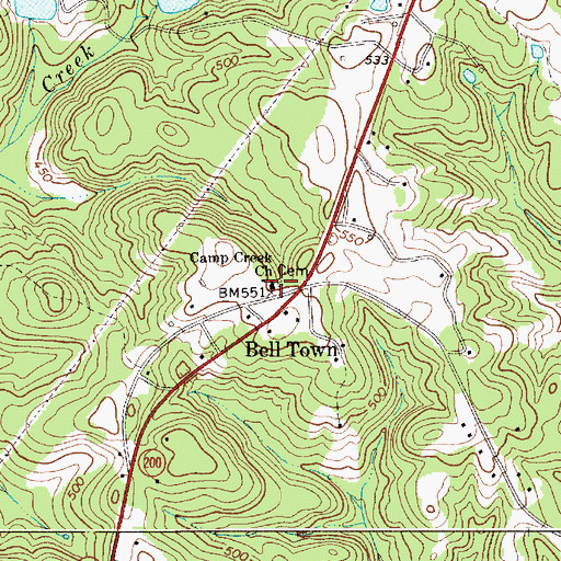 Topographic Map of Camp Creek Church, SC