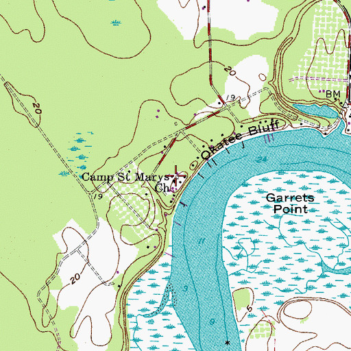 Topographic Map of Camp Saint Marys Church, SC