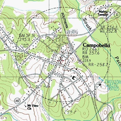 Topographic Map of Campobello, SC