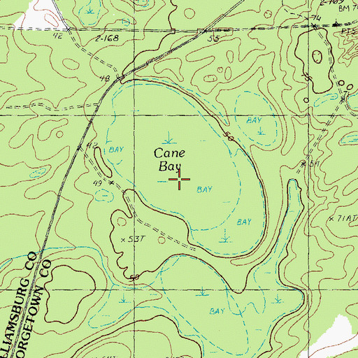 Topographic Map of Cane Bay, SC