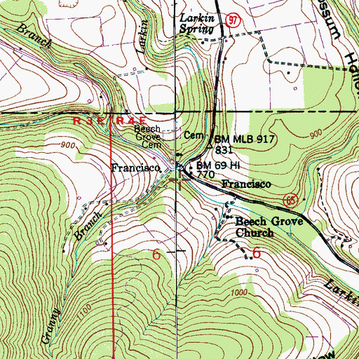 Topographic Map of Pigeon Creek, AL