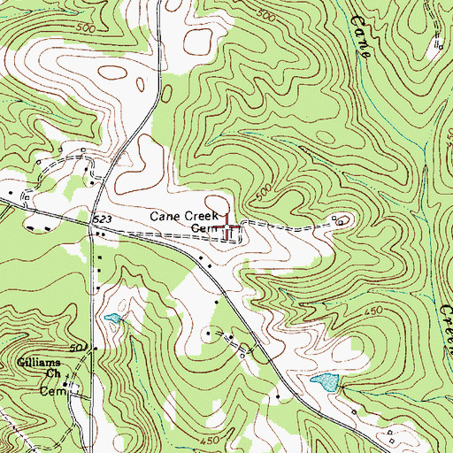 Topographic Map of Cane Creek Cemetery, SC