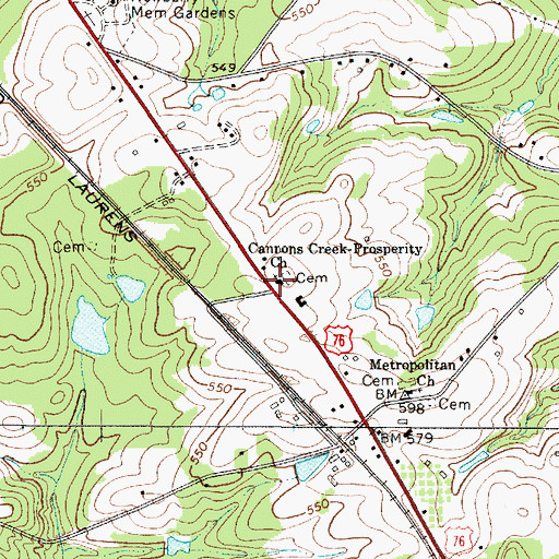 Topographic Map of Cannons Creek-Prosperity Church, SC
