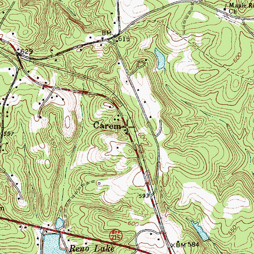 Topographic Map of Carem, SC