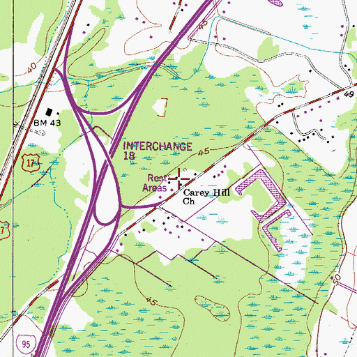 Topographic Map of Carey Hill Church, SC