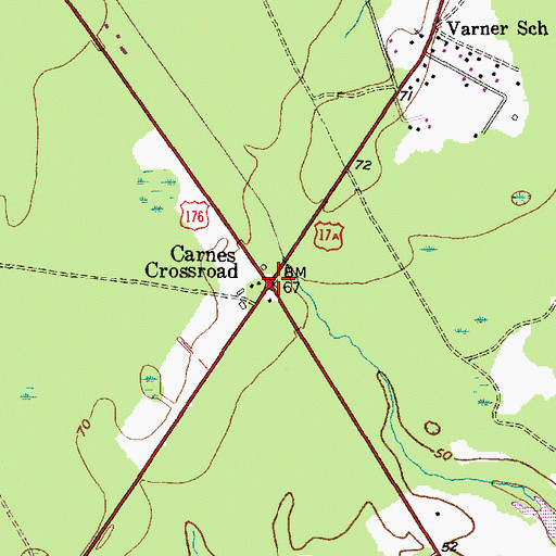 Topographic Map of Carnes Crossroad, SC