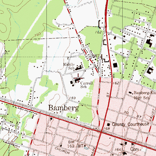 Topographic Map of Carroll School, SC