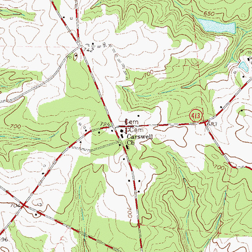 Topographic Map of Carswell Baptist Church, SC