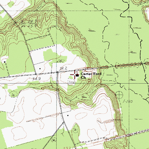 Topographic Map of Carter Ford Church, SC