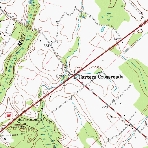 Topographic Map of Carters Crossroads, SC