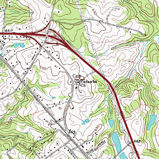 Topographic Map of Catawba Baptist Church, SC