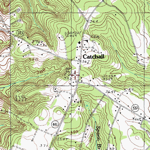Topographic Map of Catchall, SC