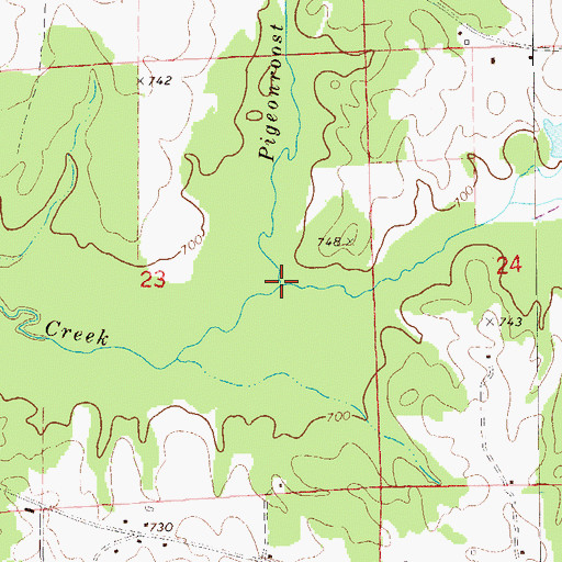 Topographic Map of Pigeonroost Creek, AL