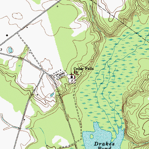 Topographic Map of Cedar Falls Church, SC