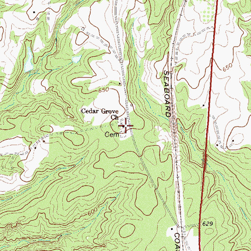 Topographic Map of Cedar Grove Church, SC