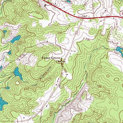 Topographic Map of Cedar Grove United Methodist Church, SC