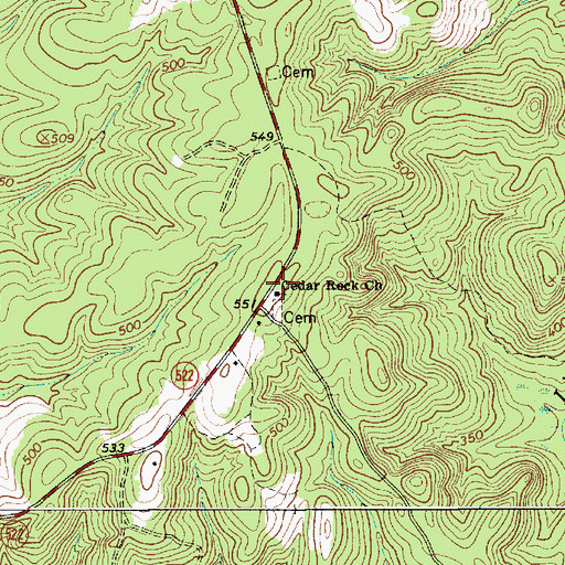 Topographic Map of Cedar Rock Church, SC